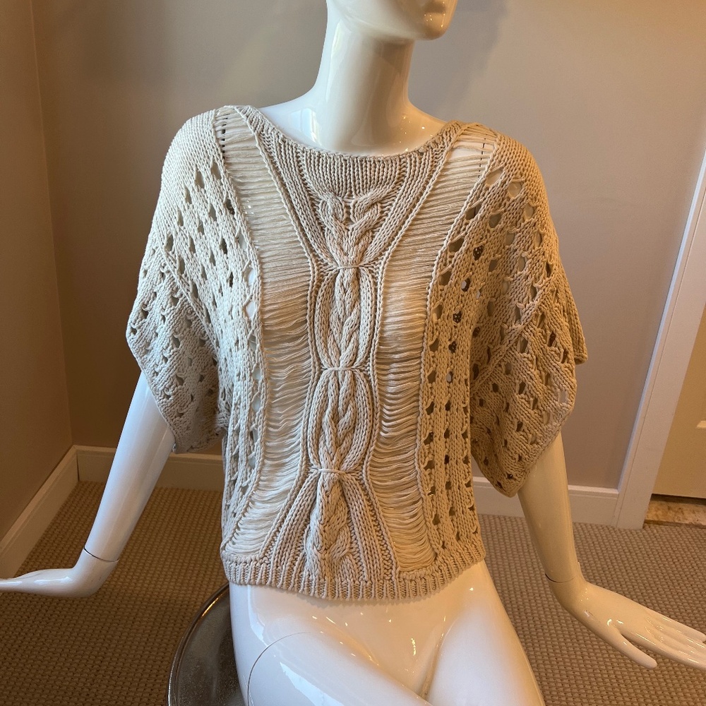Elizabeth & James Textile brand oatmeal loose-knit cotton sweater size M MINT!